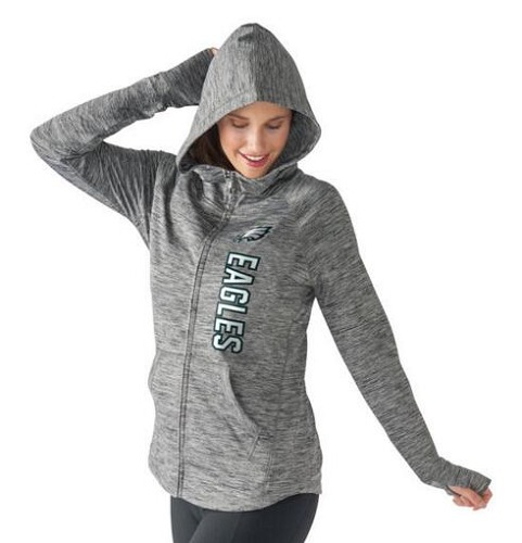 Women's NFL Philadelphia Eagles G-III 4Her by Carl Banks Recovery Full-Zip Hoodie Heathered Gray - Click Image to Close
